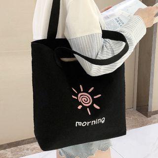 Sun Print Canvas Tote Bag Sun - Black - One Size