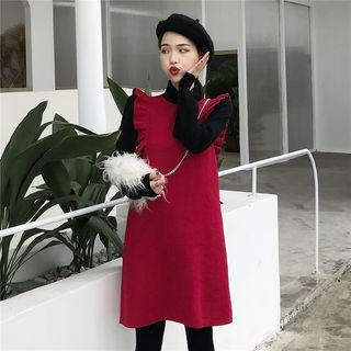 Mock-two Piece Ruffle Trim A-line Dress