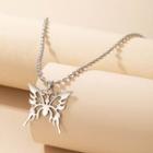 Butterfly Pendant Necklace 19130 - Silver - One Size