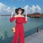 Off Shoulder Elbow-sleeve Jumpsuit
