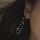Alloy Safety Pin Dangle Earring 1 Pair - Earrings - A09a - Silver - One Size
