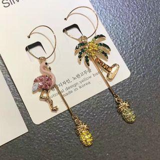 Rhinestone Pineapple Non-matching Drop Earring
