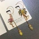 Rhinestone Pineapple Non-matching Drop Earring