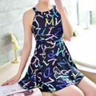 Cutout Back Printed Swimdress