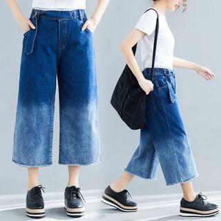 Ombre Cropped Wide Leg Jeans
