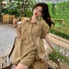 Short-sleeve Asymmetrical Sheer Shirt / Shorts