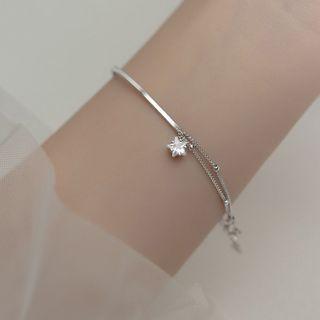 Rhinestone Star Bracelet 1pc - Silver - One Size