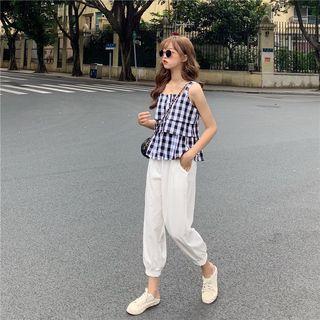 Checked Camisole Top / Cropped Harem Pants