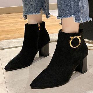 Chunky Heel Hoop Accent Short Boots