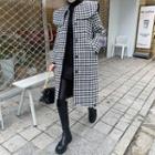 Single-breasted Houndstooth Coat Black - One Size