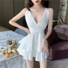 Cross-back Spaghetti-strap Mini A-line Dress