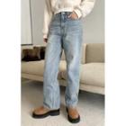 Napped Washed Wide-leg Jeans