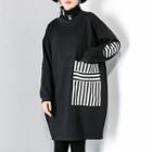 Paneled Midi Sweatshirt Dress Black - One Size