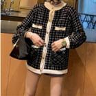 Contrast Trim Check Loose-fit Cardigan