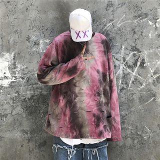 Long-sleeve Tie Dye Ripped T-shirt