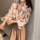 Long-sleeve Print Shirt / Long-sleeve Color Block Shirt