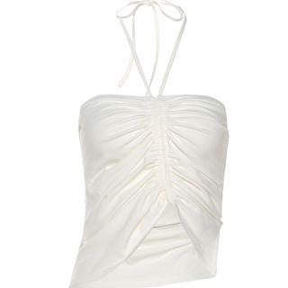 Drawstring Asymmetrical Tube Top