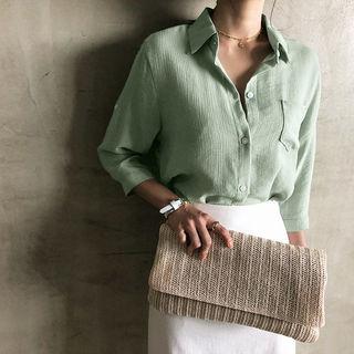 3/4-sleeve Textured Shirt