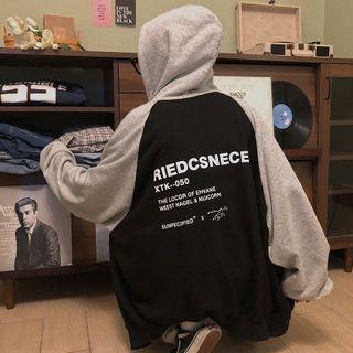 Lettering Raglan Zip Hoodie