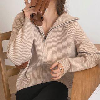 Zip-up Turtleneck Cardigan