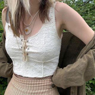 Lace Tie Front Tank Top