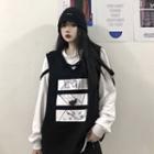 Plain Sweatshirt / Printed Vest