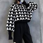 Color Block Geometric Sweater Black - One Size