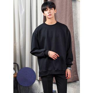 Round-neck Textured Sweatshirt