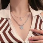 Flower Cherry Pendant Layered Alloy Necklace Necklace - Layered Alloy - Silver - One Size