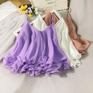 Ruffled Chiffon Camisole Top In 7 Colors