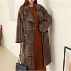 Wide-lapel Glen-plaid Coat Black - One Size