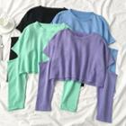 Long-sleeve Cropped Cutout T-shirt