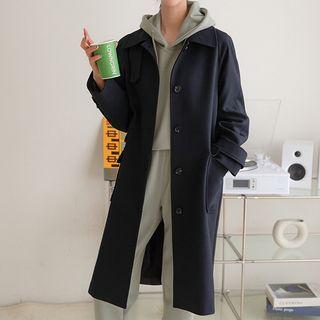 Throat-latch Flap-pocket Mac Coat
