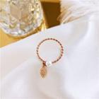 Faux Pearl Leaf Ring Rose Gold - One Size