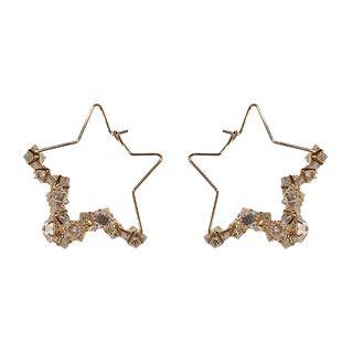 Rhinestone Alloy Star Earring 1 Pair - Gold - One Size
