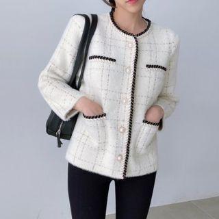 Round-neck Braided Tweed Jacket