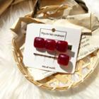 Set: Square Resin Hair Clip + Hair Pin Red - One Size