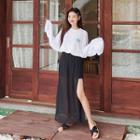 Inset Mini Skirt Slit-side Chiffon Maxi Skirt