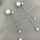 Faux Pearl Fringed Alloy Earring 1 Pair - White Faxu Pearl - Silver - One Size