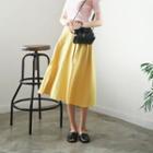 Linen Blend A-line Midi Skirt