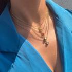 Set Of 4: Layered Rhinestone Pendant Necklace