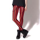 Striped Leggings  Red - One Size