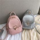 Heart Buckled Faux Leather Mini Backpack