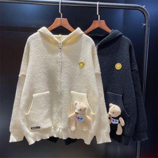 Bead Hooded Zip Cardigan