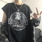 Sleeveless Astronaut Print T-shirt
