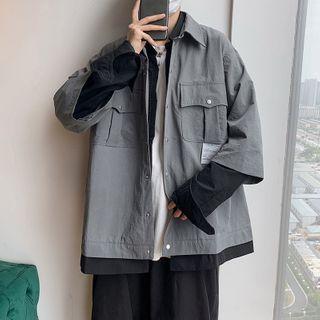 Mock Two-piece Pocket Detail Shirt