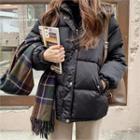 Hooded Padding Zip Jacket Black - One Size