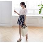 Band-waist Flower Pattern Jacquard Mini Skirt