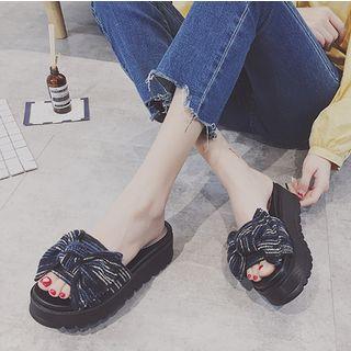 Platform Plaid Slippers
