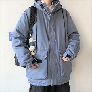Cargo Zip-up Hooded Down Jacket